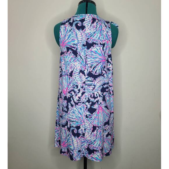Lilly Pulitzer cotton Luella dress navy seahorse seashell print dress - small - Picture 2 of 6